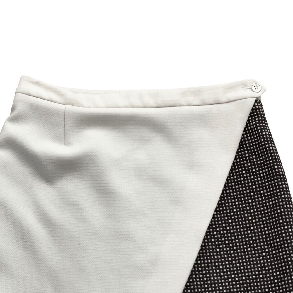 Kenzow Paris Women's Asymmetrical Wrap Mini Skirt White Black Check FR36 US 4 - Picture 3 of 14